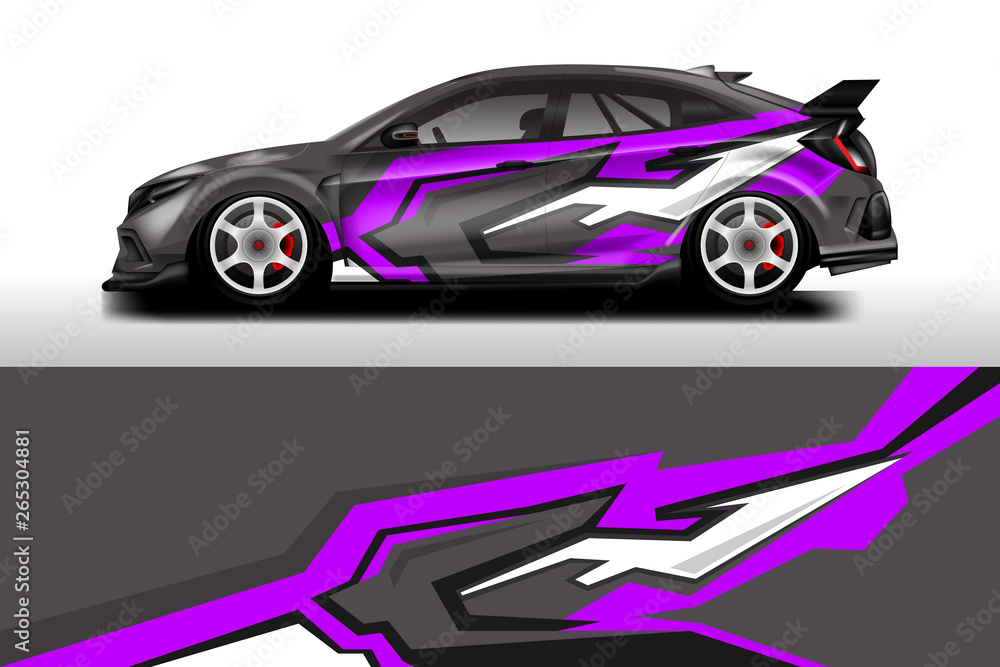 Wrap livery decal car vector , supercar, rally, drift . Graphic abstract stripe racing background . 