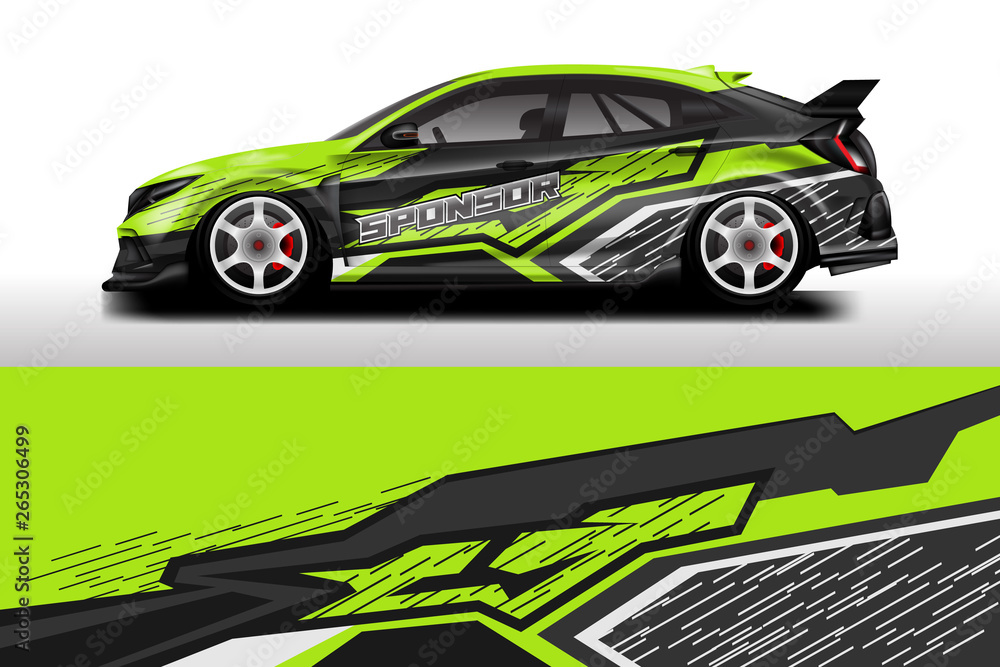 Wrap livery decal car vector , supercar, rally, drift . Graphic abstract stripe racing background . 