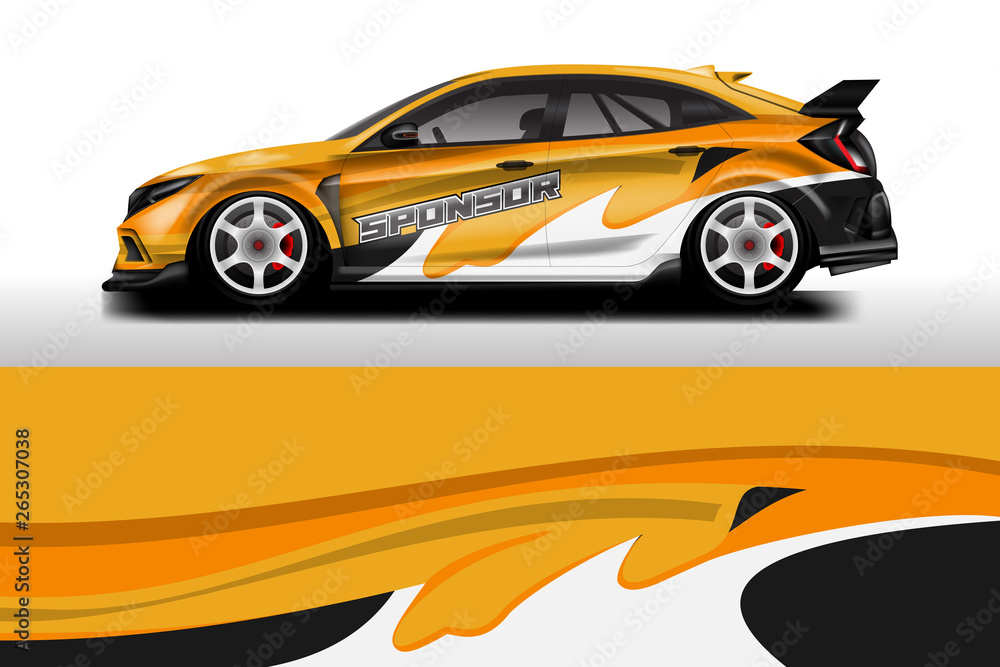 Wrap livery decal car vector , supercar, rally, drift . Graphic abstract stripe racing background . 