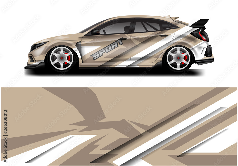 Wrap livery decal car vector , supercar, rally, drift . Graphic abstract stripe racing background . 