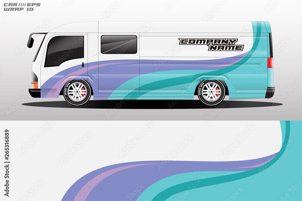 Van decal cargo and car wrap vector, truck, bus, racing, service car, auto designs . Graphic abstrac