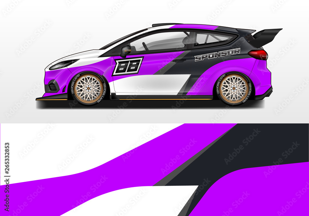 Car wrap vector , supercar, rally, drift . Graphic abstract stripe racing background 