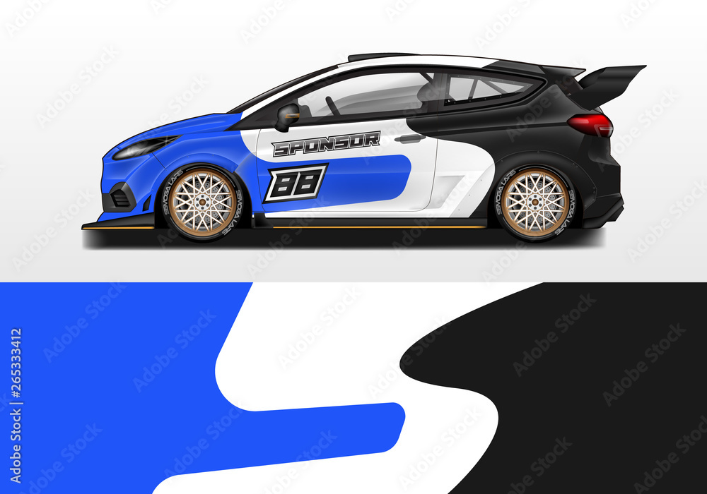 Car wrap vector , supercar, rally, drift . Graphic abstract stripe racing background 