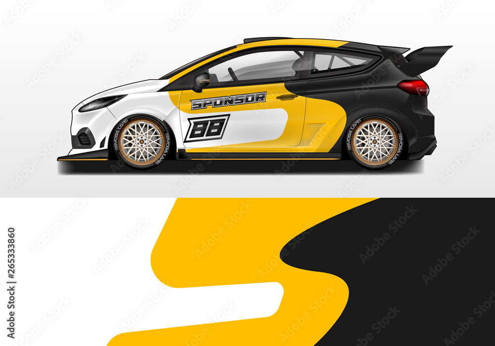 Car wrap vector , supercar, rally, drift . Graphic abstract stripe racing background 