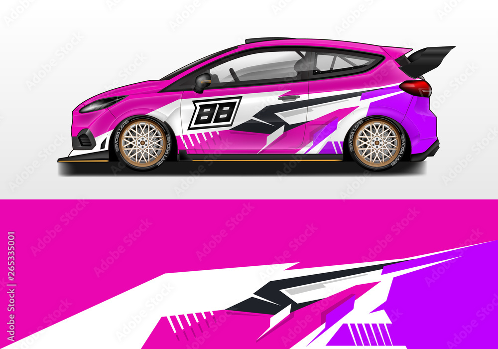 Car wrap vector , supercar, rally, drift . Graphic abstract stripe racing background 