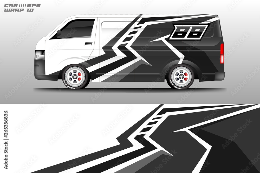 Van wrap design. Wrap, sticker and decal design for company. Vector format 