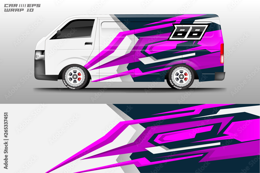 Van wrap design. Wrap, sticker and decal design for company. Vector format 