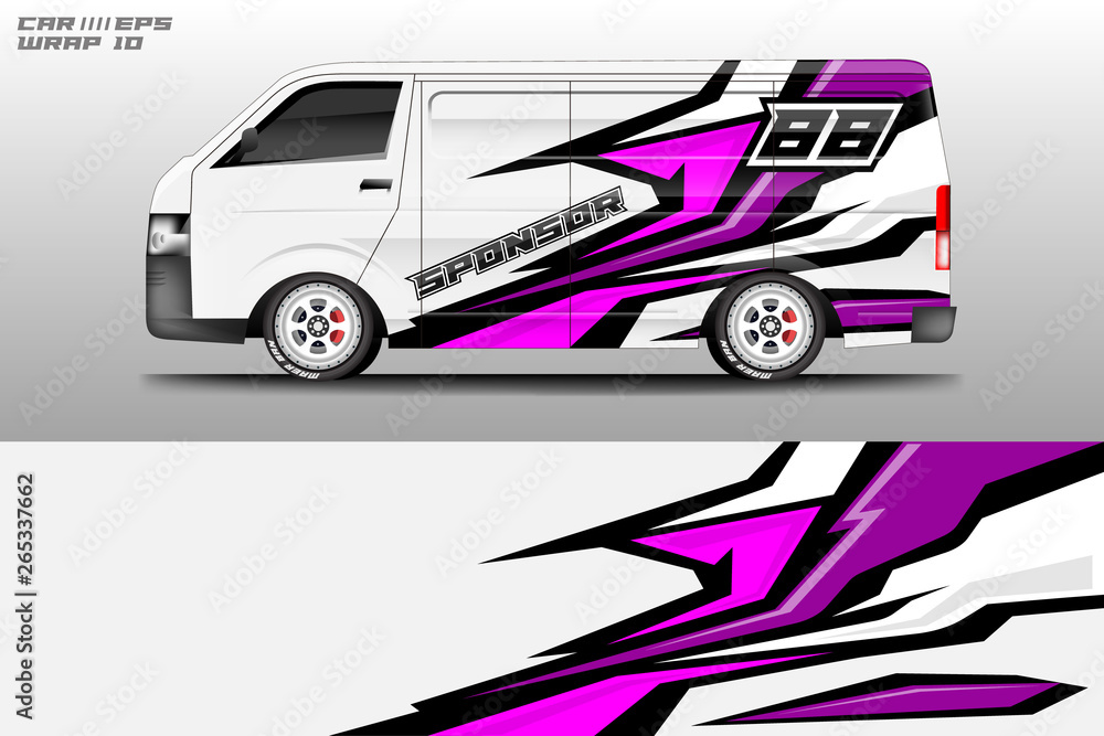 Van wrap design. Wrap, sticker and decal design for company. Vector format 