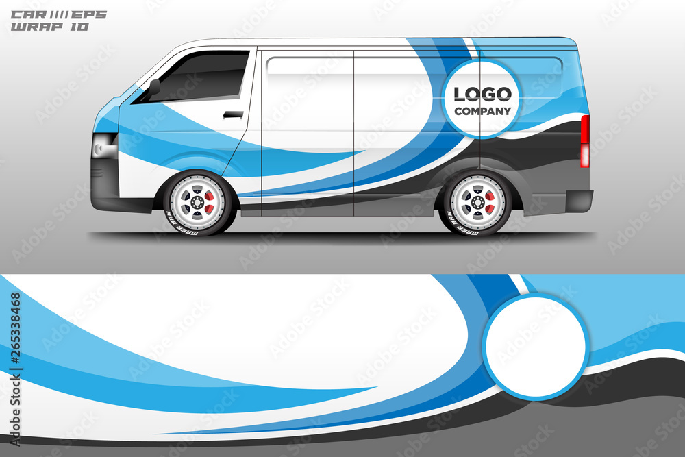 Van decal cargo and car wrap vector . Graphic abstract background livery 