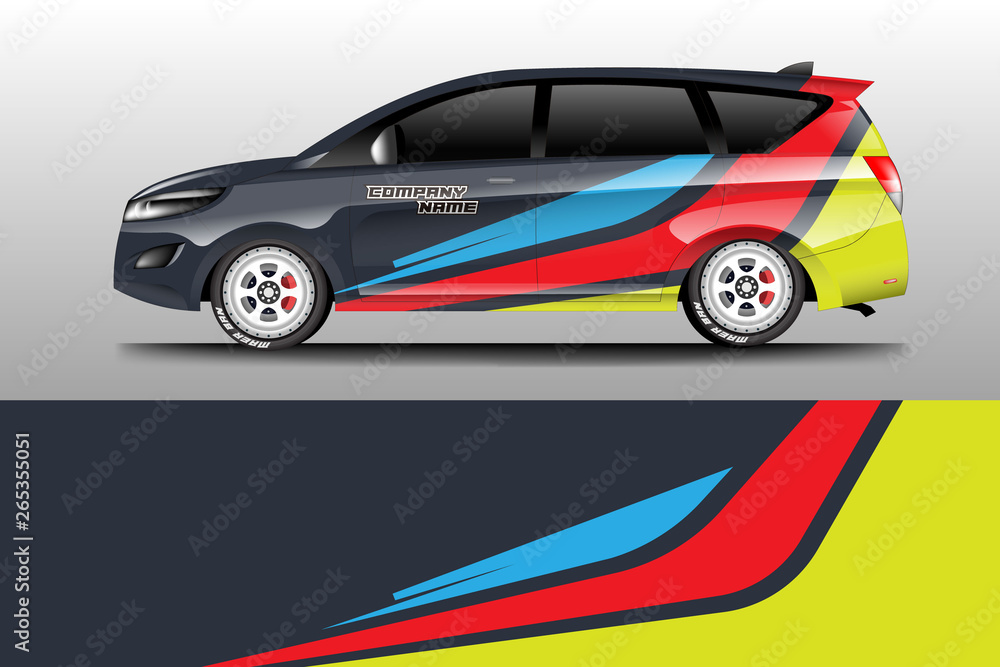 Wrap car racing designs vector . Background designs decal