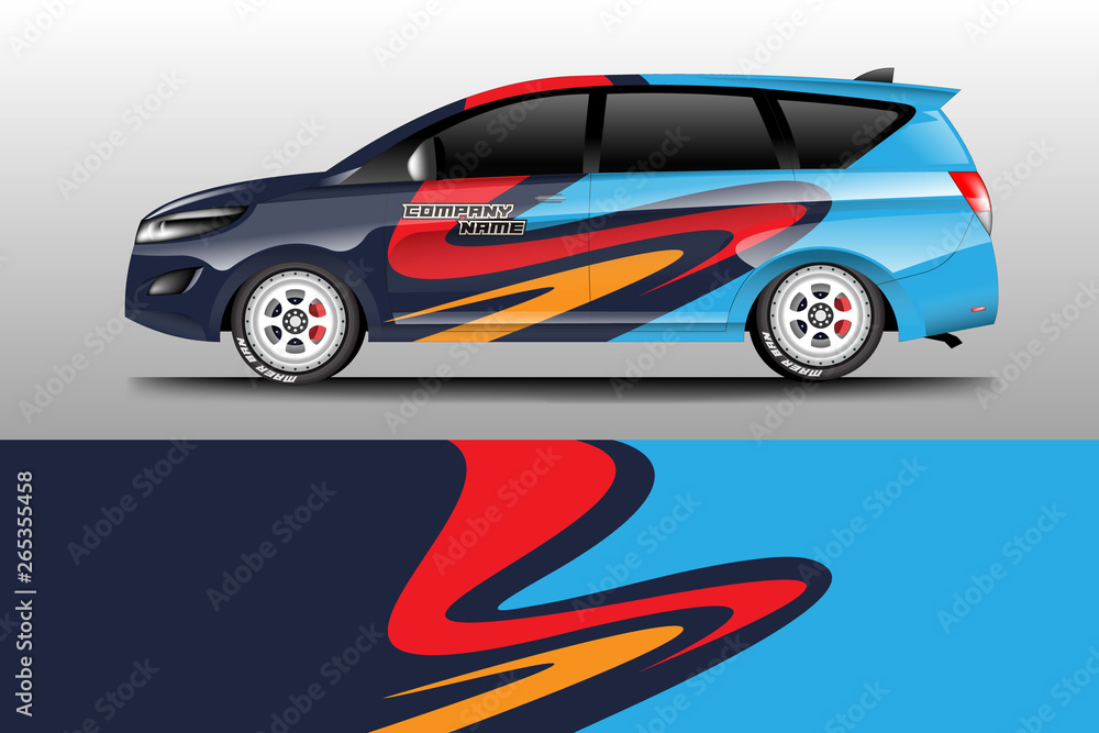 Wrap car racing designs vector . Background designs decal