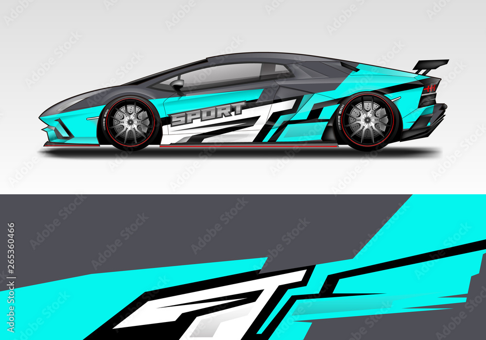 Racing car wrap design. Sport car. abstract background with vector.