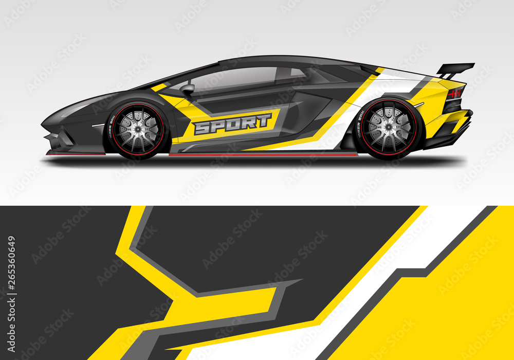 Racing car wrap design. Sport car. abstract background with vector.