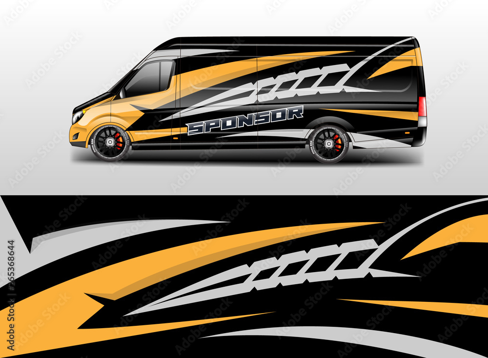 Van wrap design. Wrap, sticker and decal design for company. Vector format