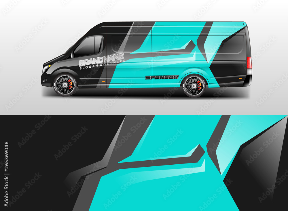 Van wrap design. Wrap, sticker and decal design for company. Vector format