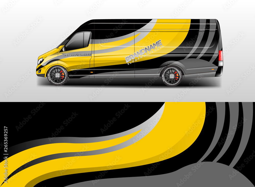 Van wrap design. Wrap, sticker and decal design for company. Vector format