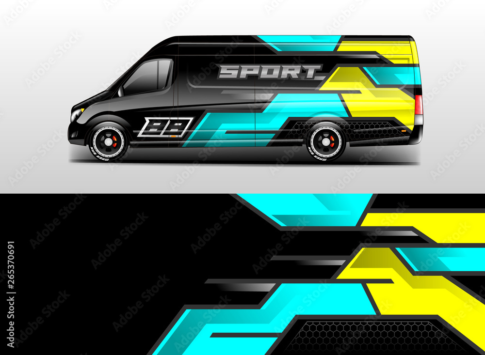 Van wrap design. Wrap, sticker and decal design for company. Vector format