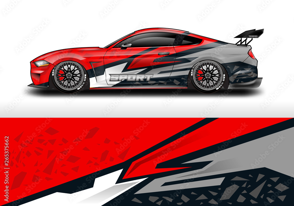 Livery decal car vector , supercar, rally, drift . Graphic abstract stripe racing background . 