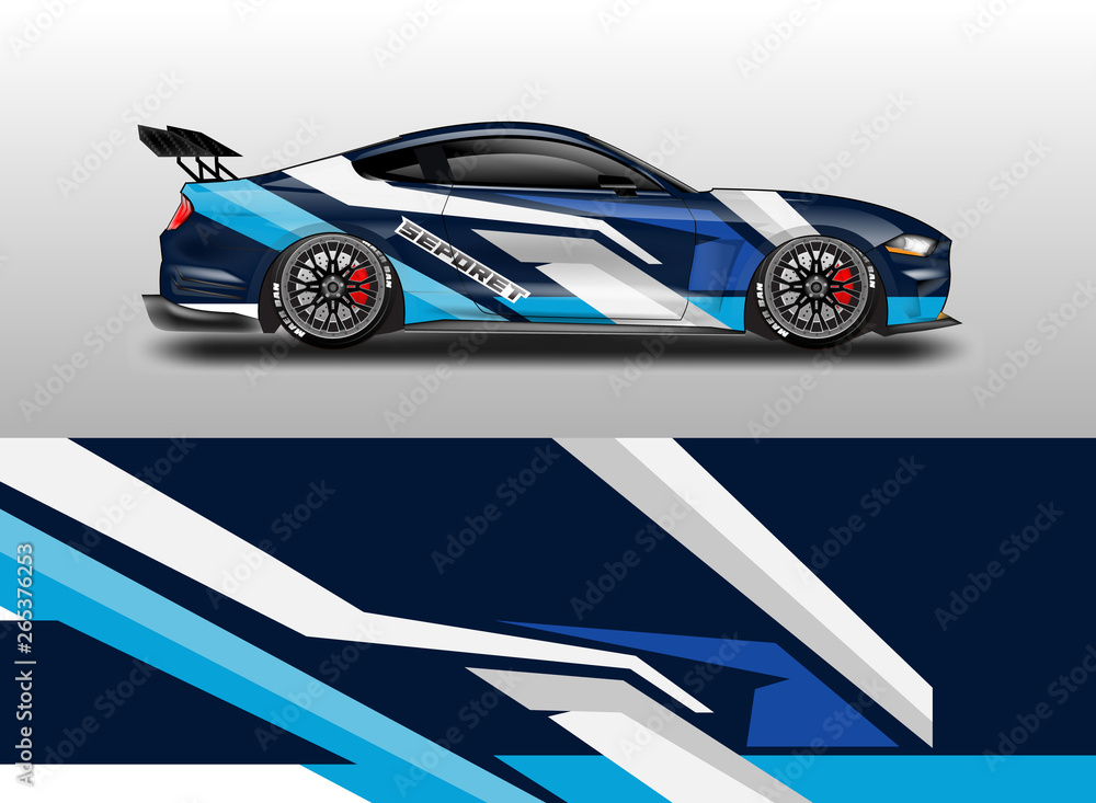 Livery decal car vector , supercar, rally, drift . Graphic abstract stripe racing background . 