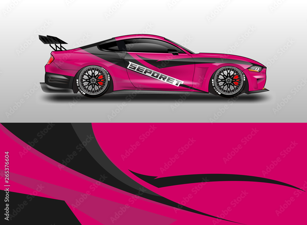 Livery decal car vector , supercar, rally, drift . Graphic abstract stripe racing background . 