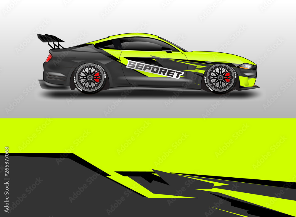 Livery decal car vector , supercar, rally, drift . Graphic abstract stripe racing background . 