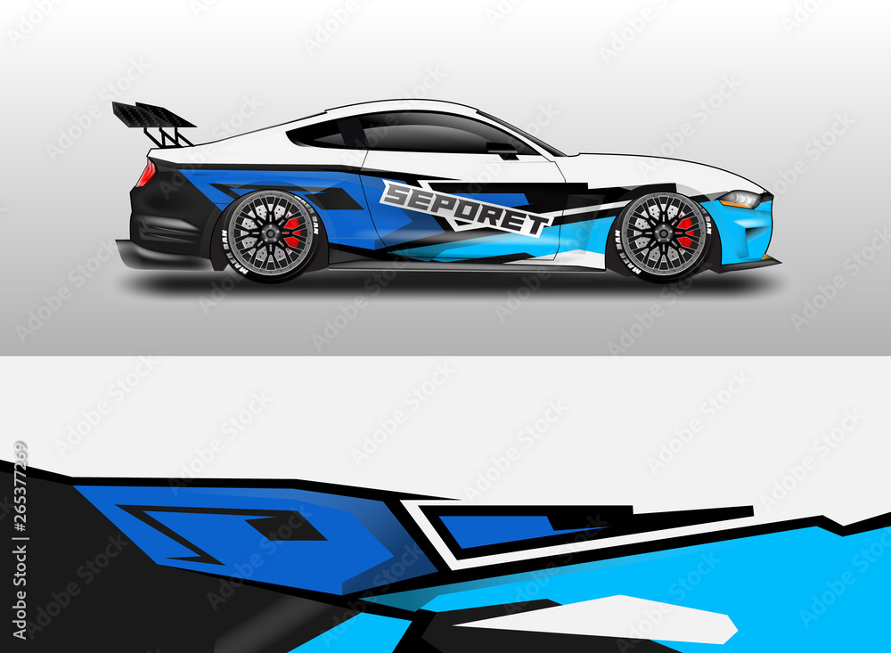 Livery decal car vector , supercar, rally, drift . Graphic abstract stripe racing background . 