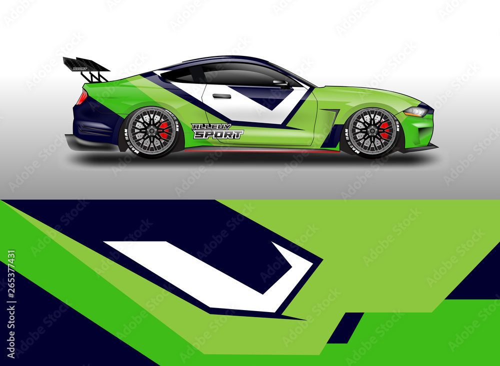 Livery decal car vector , supercar, rally, drift . Graphic abstract stripe racing background . 