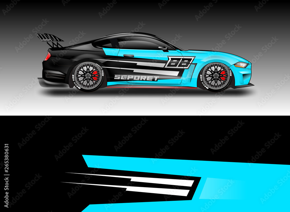 Livery decal car vector , supercar, rally, drift . Graphic abstract stripe racing background . File 