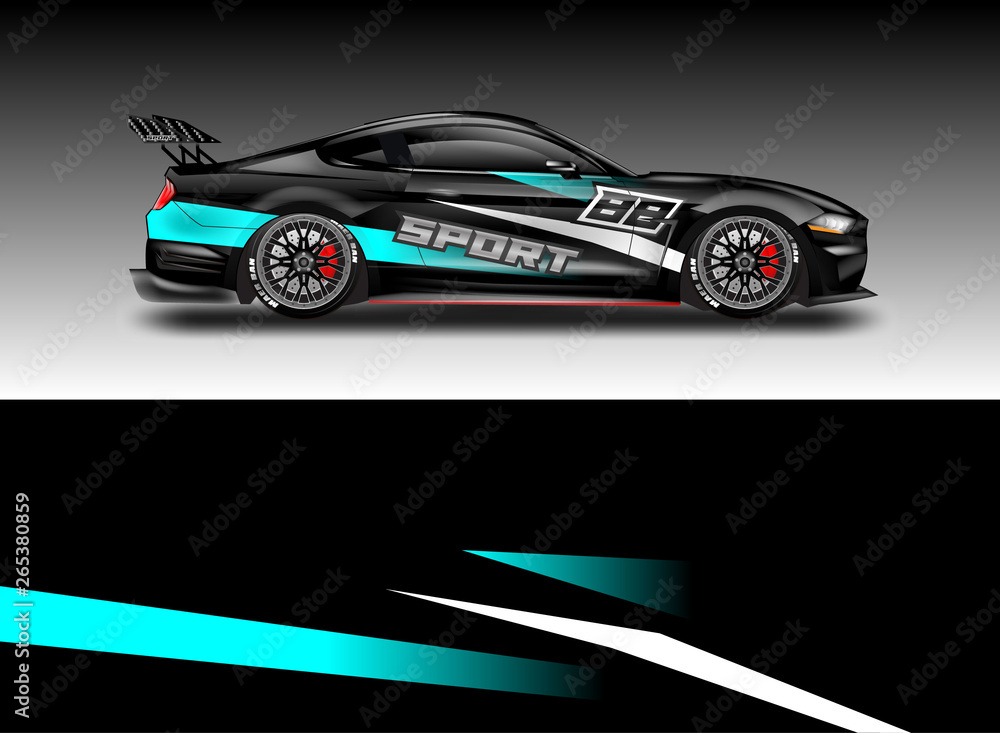 Livery decal car vector , supercar, rally, drift . Graphic abstract stripe racing background . File 