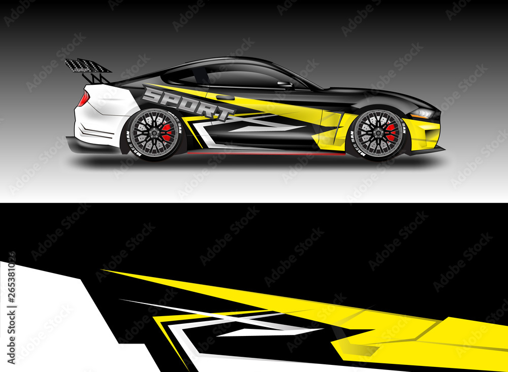 Livery decal car vector , supercar, rally, drift . Graphic abstract stripe racing background . File 