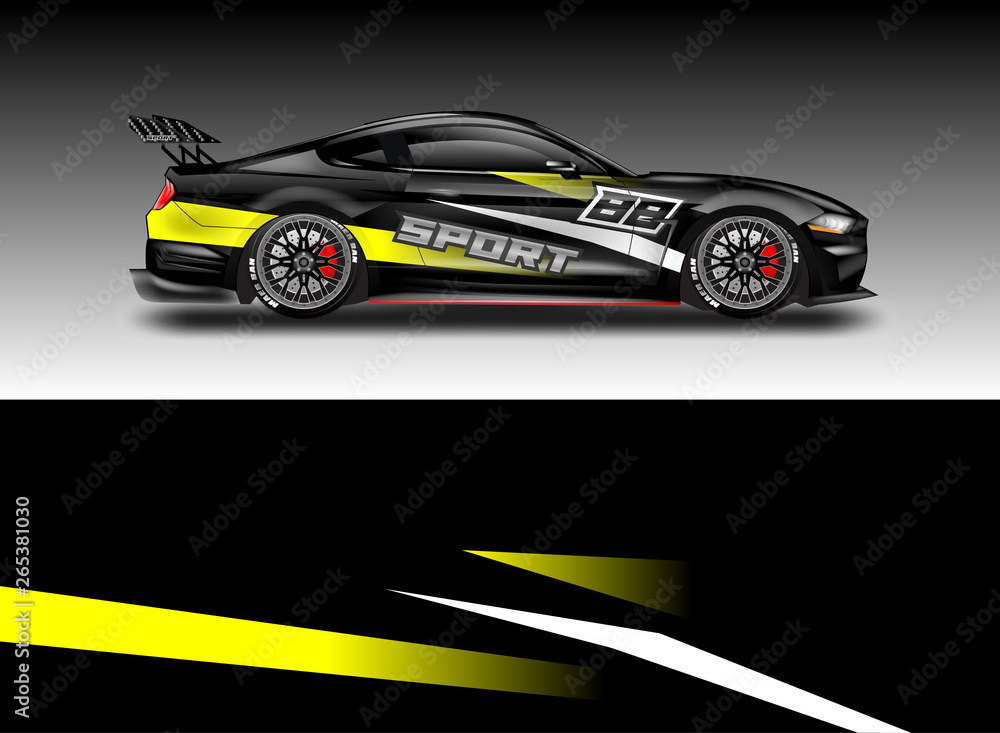 Livery decal car vector , supercar, rally, drift . Graphic abstract stripe racing background . File 