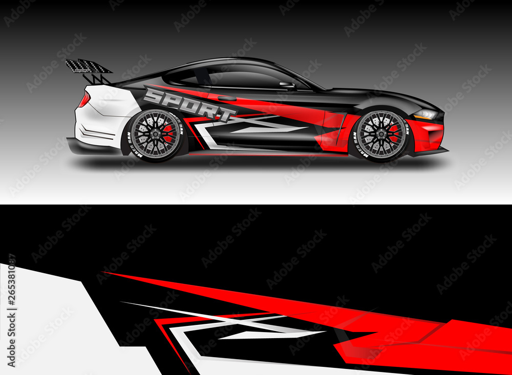 Livery decal car vector , supercar, rally, drift . Graphic abstract stripe racing background . File 