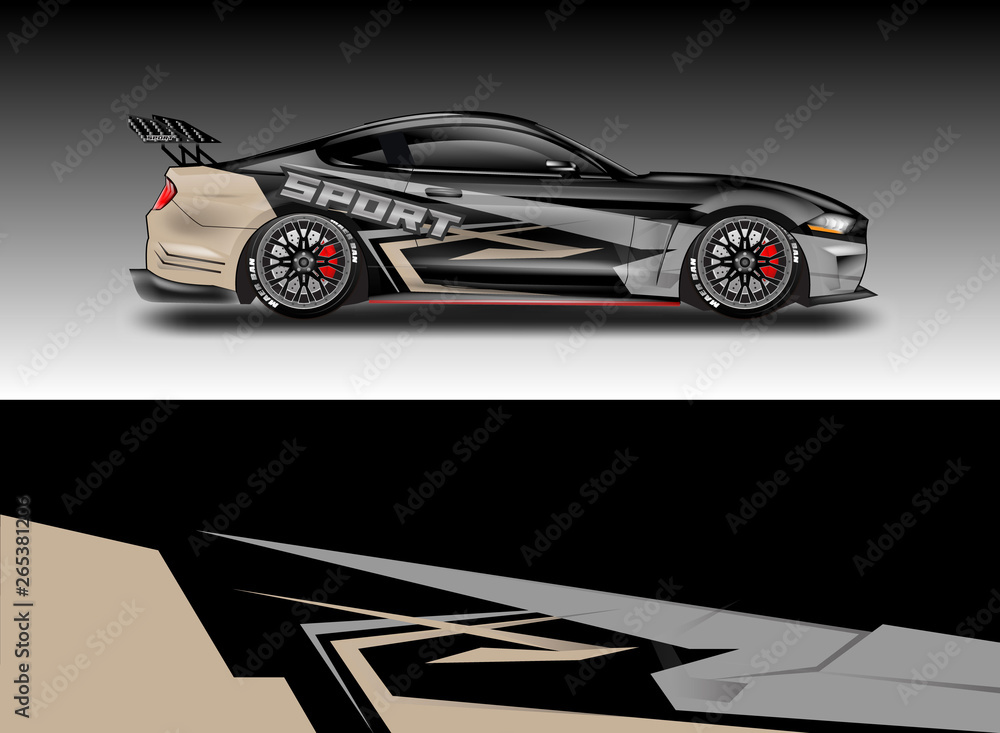 Livery decal car vector , supercar, rally, drift . Graphic abstract stripe racing background . File 