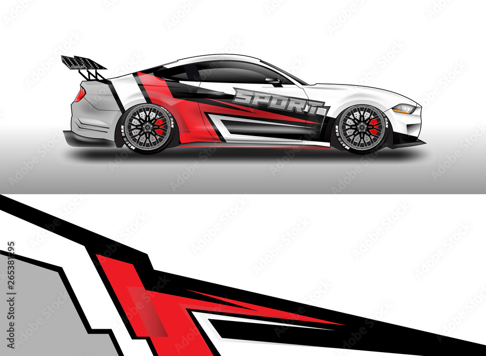 Livery decal car vector , supercar, rally, drift . Graphic abstract stripe racing background . File 