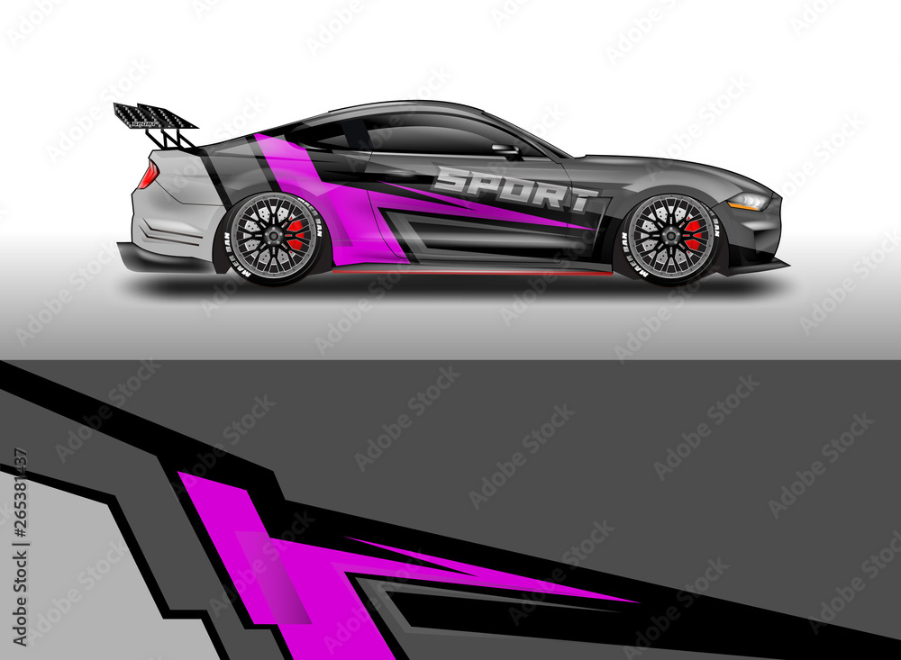 Livery decal car vector , supercar, rally, drift . Graphic abstract stripe racing background . File 