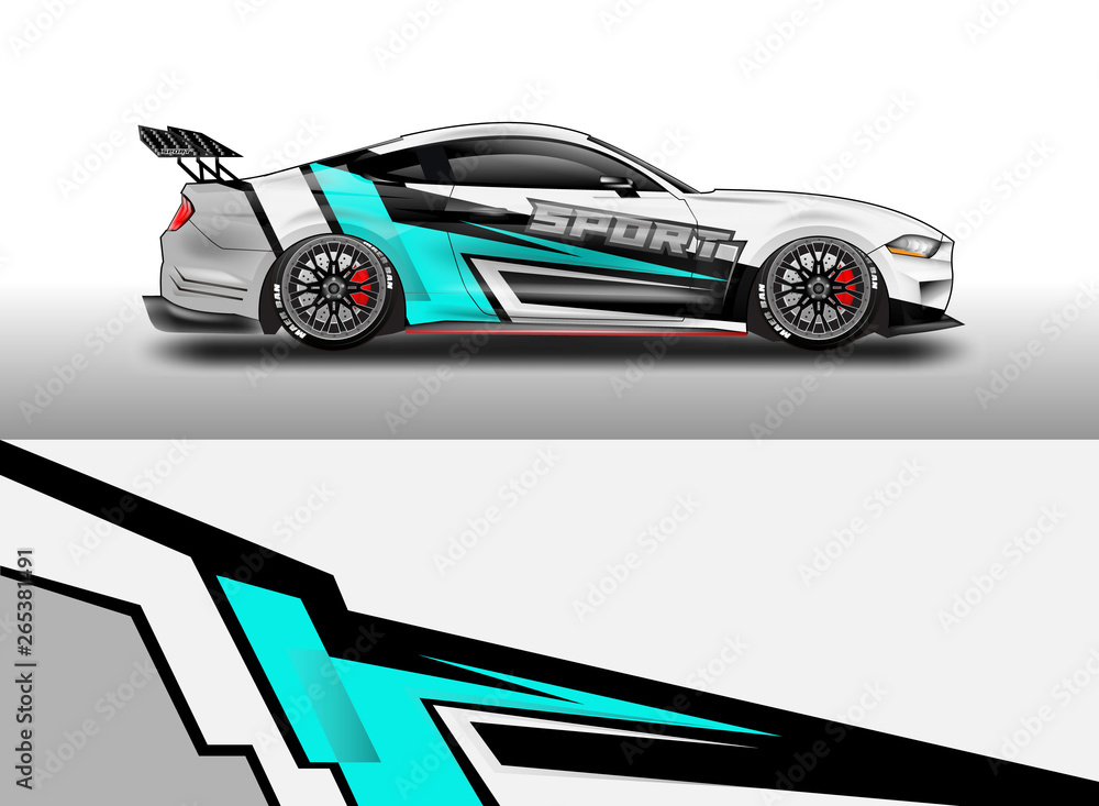 Livery decal car vector , supercar, rally, drift . Graphic abstract stripe racing background . File 