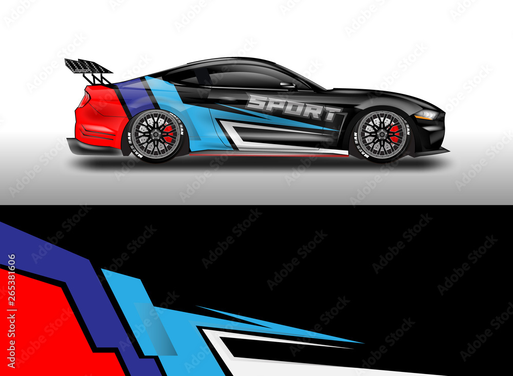 Livery decal car vector , supercar, rally, drift . Graphic abstract stripe racing background . File 