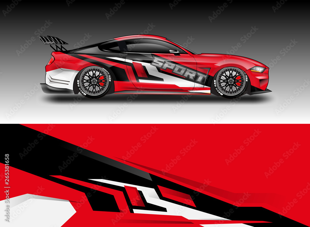 Livery decal car vector , supercar, rally, drift . Graphic abstract stripe racing background . File 