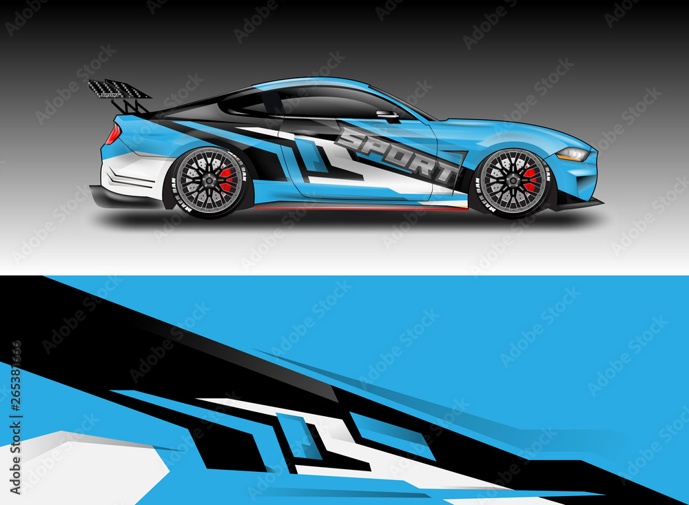 Livery decal car vector , supercar, rally, drift . Graphic abstract stripe racing background . File 