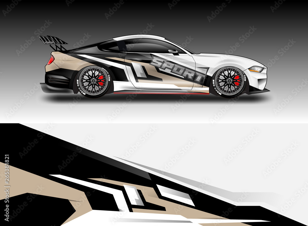 Livery decal car vector , supercar, rally, drift . Graphic abstract stripe racing background . File 