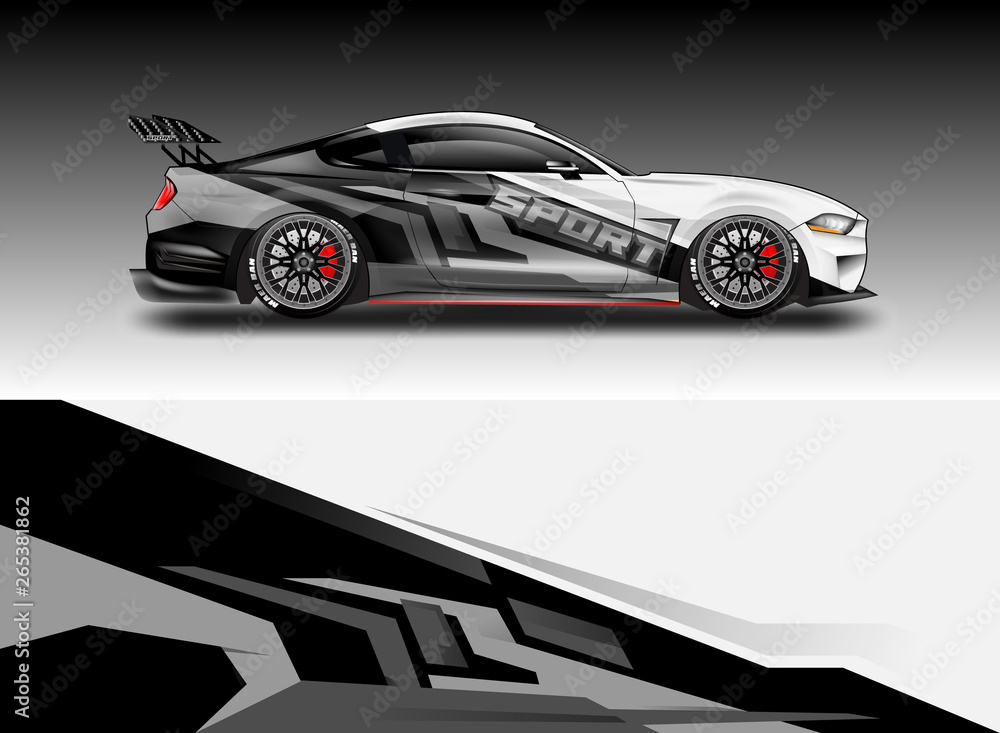 Livery decal car vector , supercar, rally, drift . Graphic abstract stripe racing background . File 