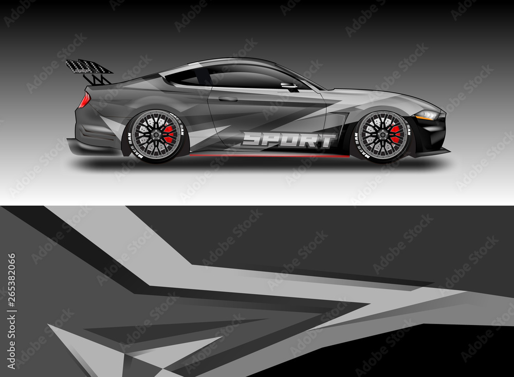 Livery decal car vector , supercar, rally, drift . Graphic abstract stripe racing background . File 