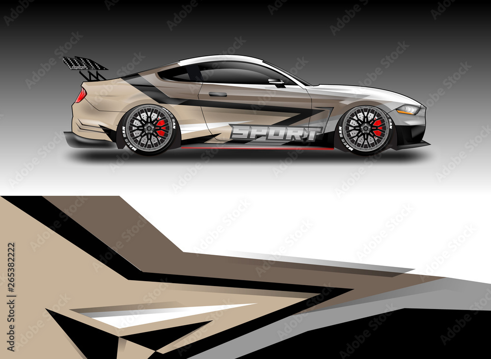 Livery decal car vector , supercar, rally, drift . Graphic abstract stripe racing background . File 