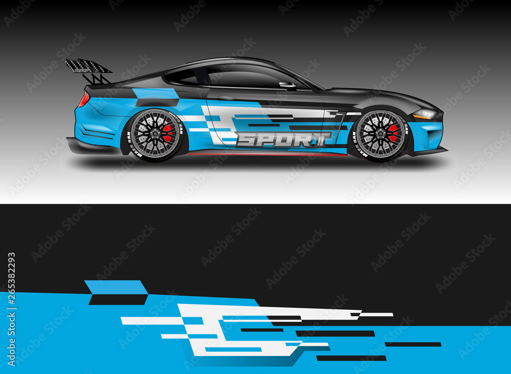 Livery decal car vector , supercar, rally, drift . Graphic abstract stripe racing background . File 