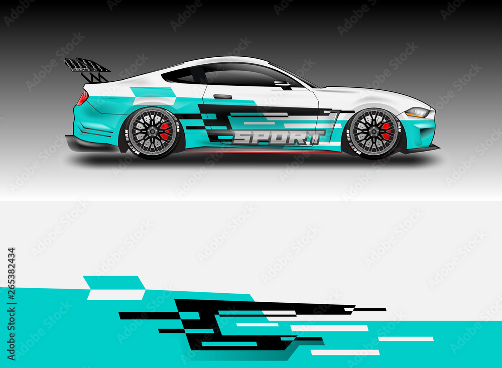 Livery decal car vector , supercar, rally, drift . Graphic abstract stripe racing background . File 