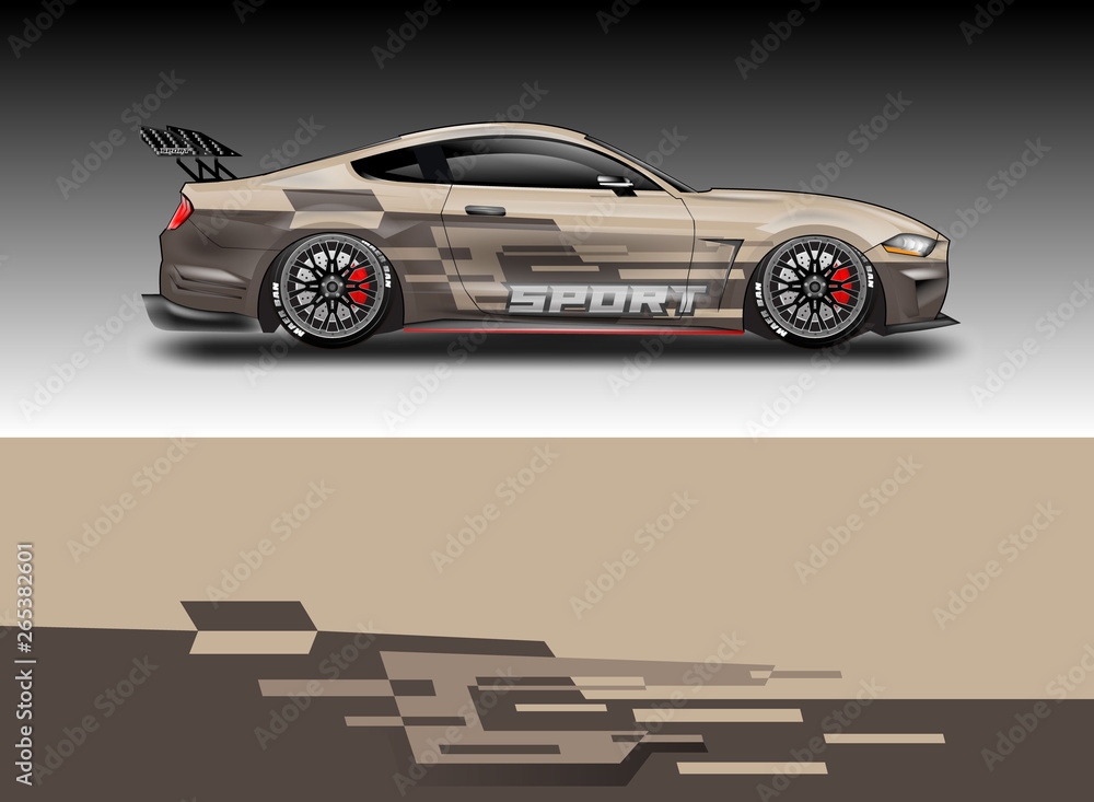 Livery decal car vector , supercar, rally, drift . Graphic abstract stripe racing background . File 