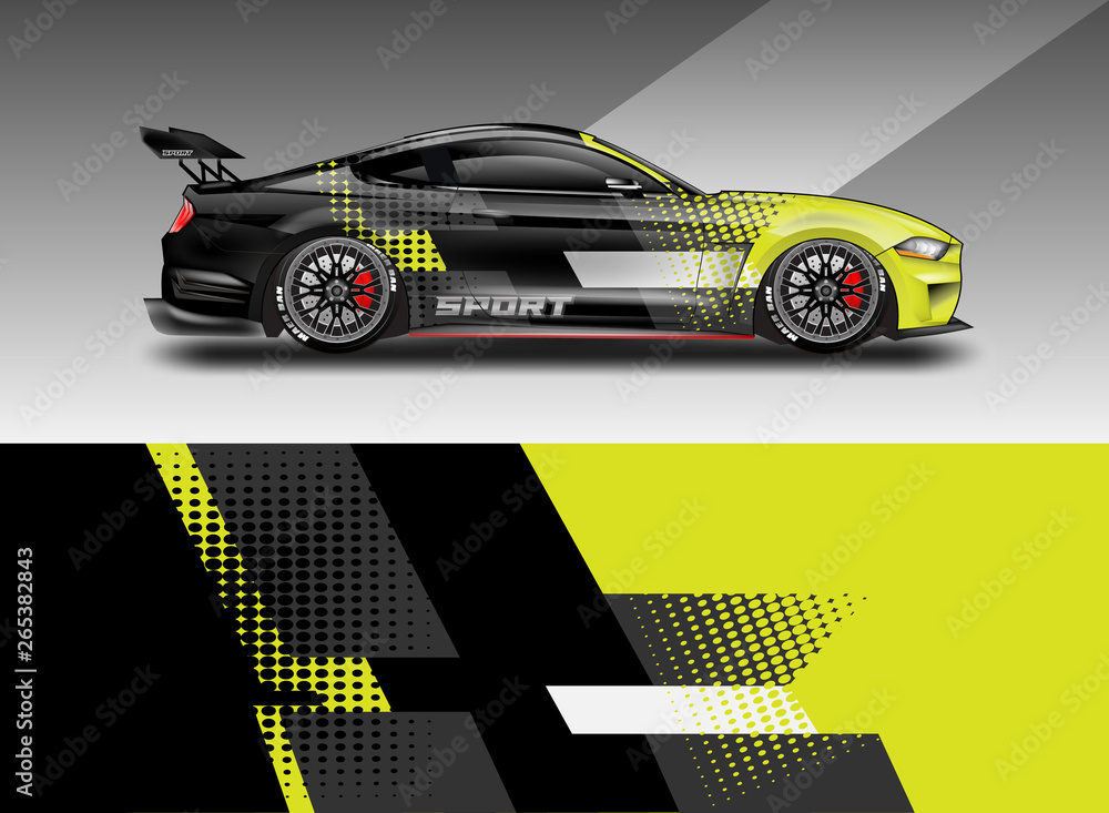 Livery decal car vector , supercar, rally, drift . Graphic abstract stripe racing background . File 