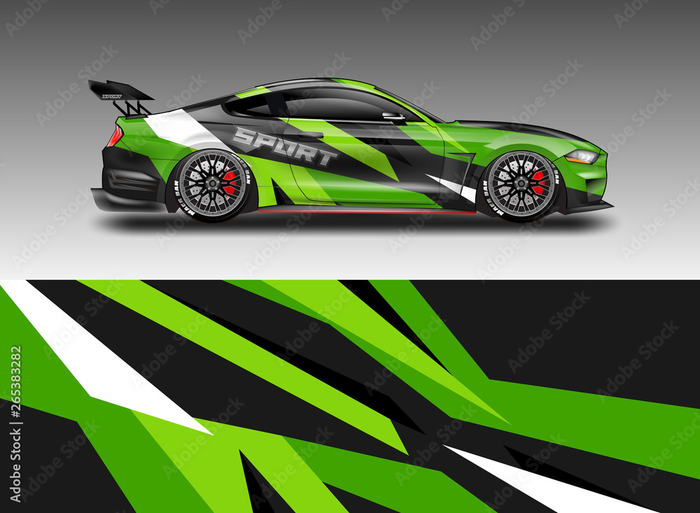 Livery decal car vector , supercar, rally, drift . Graphic abstract stripe racing background . File 