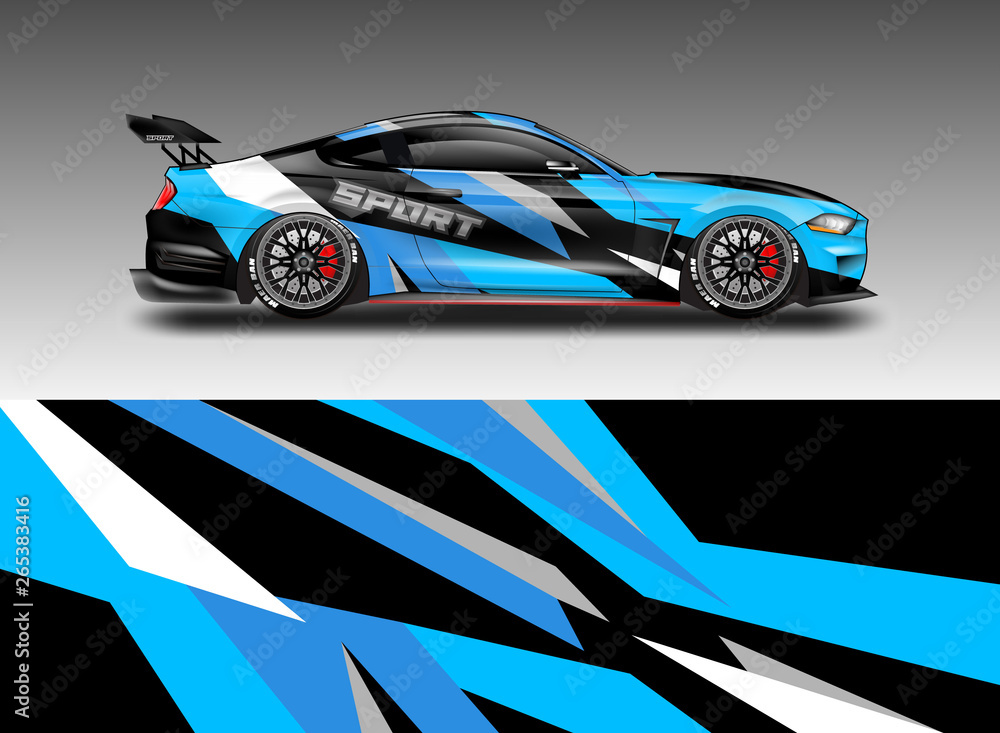 Livery decal car vector , supercar, rally, drift . Graphic abstract stripe racing background . File 