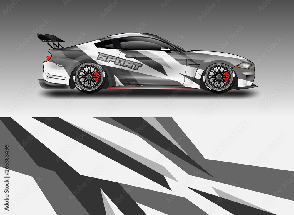 Livery decal car vector , supercar, rally, drift . Graphic abstract stripe racing background . File 